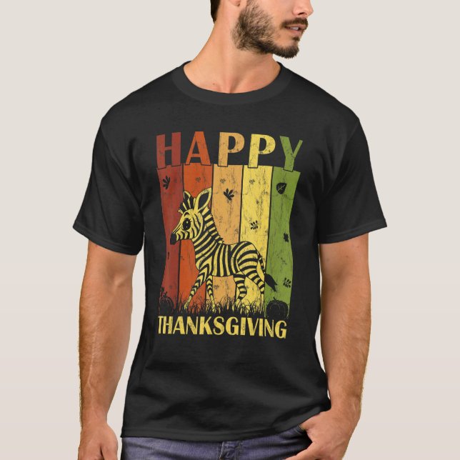 T-shirt Thanksgiving Retro Zebra Thanksgiving Party (Devant)