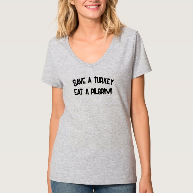 T-shirt Thanksgiving Sauvez une Turquie, mangez un (Devant)