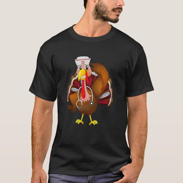 T-shirt Thanksgiving Scrub Tops Women Turkey Nurse Holiday (Devant)
