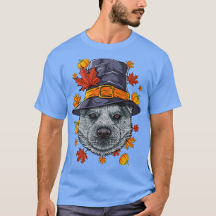 T-shirt Thanksgiving Siberian Husky Pilgrim Costume Chien
