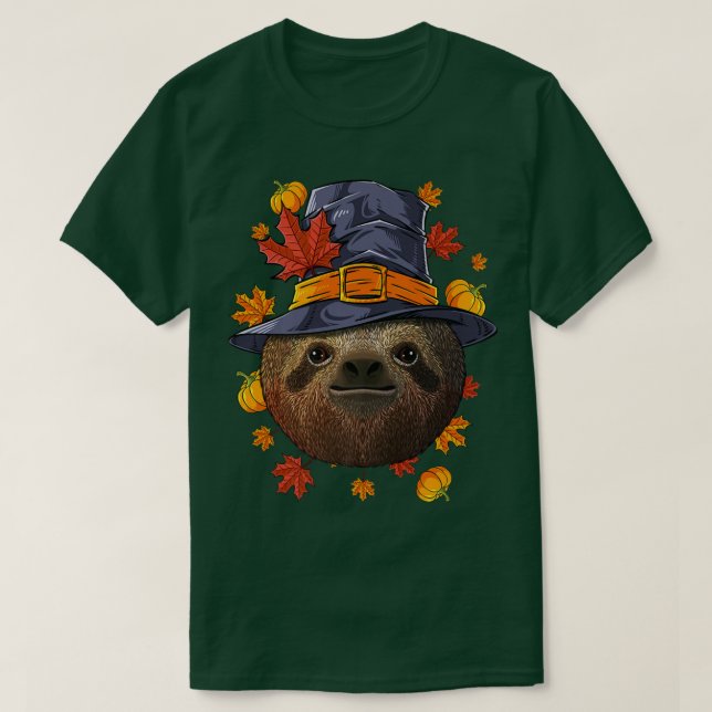 T-shirt Thanksgiving Sloth Pilgrim Costume Automne Automne (Design devant)