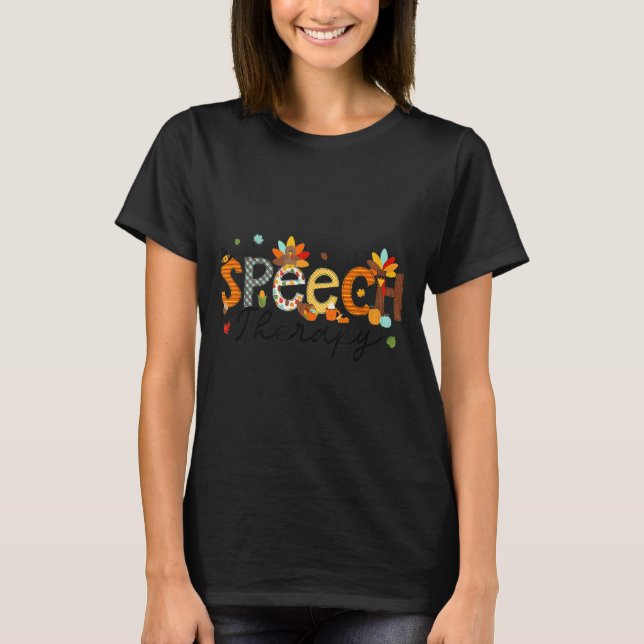 T-shirt Thanksgiving Speech Therapy Thankful Slp Turkey Sp (Devant)