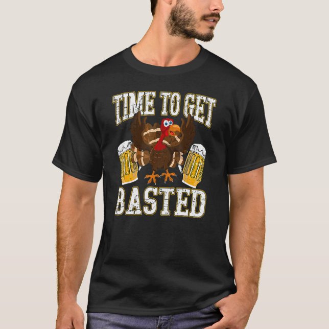 T-shirt Thanksgiving Temps De Boire Pour Se Baser La Turqu (Devant)