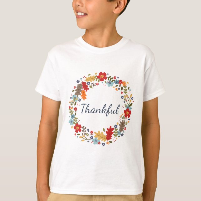 T-shirt Thanksgiving Thanksgiving Automne Wreath Kids Holi (Devant)