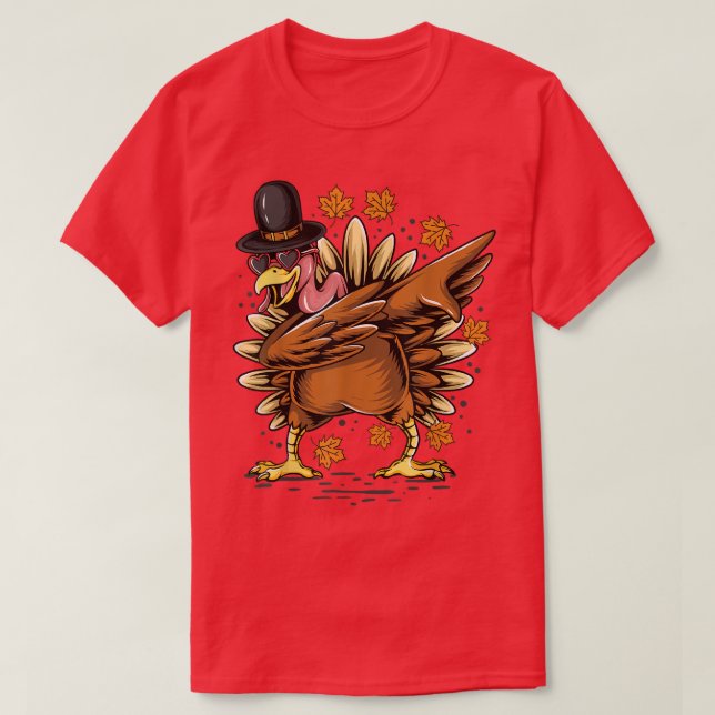T-shirt Thanksgiving Thanksgiving Dabbing Dab Dance Turqui (Design devant)