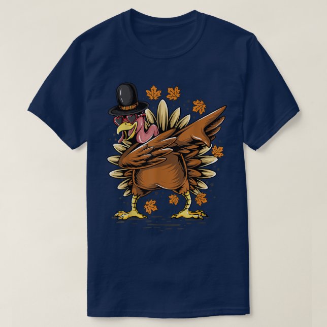 T-shirt Thanksgiving Thanksgiving Dabbing Dab Dance Turqui (Design devant)