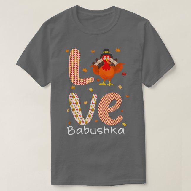T-shirt Thanksgiving Theme Amour Babushka Joyeux Jour de l (Design devant)