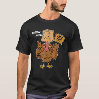 T-shirt Thanksgiving Turkey Cat Meow Funny Unisex Adults U