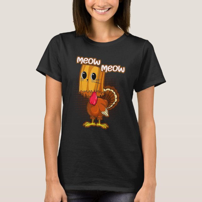 T-shirt Thanksgiving  Turkey Cute Cat Costume Women Men Ki (Devant)