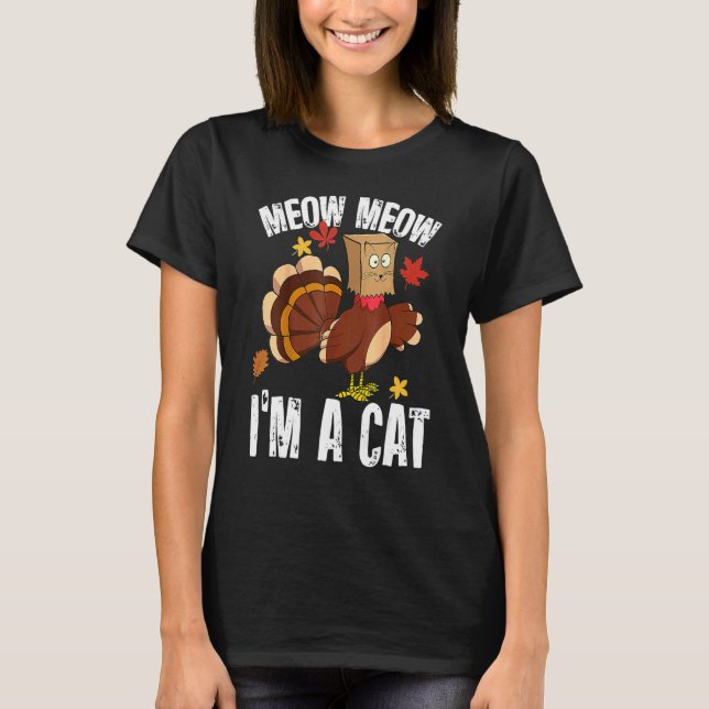 T-shirt Thanksgiving  Turkey Fake Cat for Men Women (Devant)