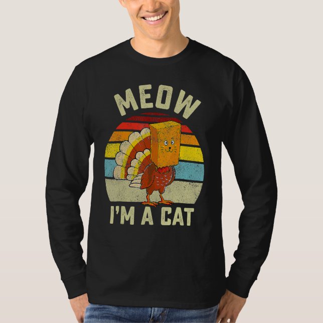 T-shirt Thanksgiving  Turkey Fake Cat Retro (Devant)