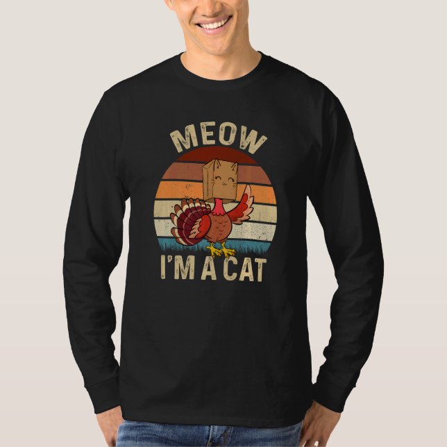 T-shirt Thanksgiving  Turkey Fake Cat Retro Vinage Cats (Devant)