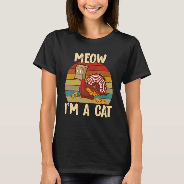 T-shirt Thanksgiving   Turkey Fake Cat Retro Women Men Kid (Devant)