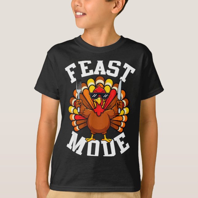 T-shirt Thanksgiving Turkey Feast Mode Funny Fall Men Wome (Devant)