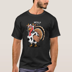 T-shirt Thanksgiving Turkey Moo Cow Funny Fall for Women M