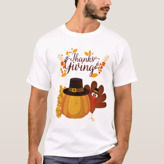 T-shirt Thanksgiving Turkey & Pumpkin T‑Shirt