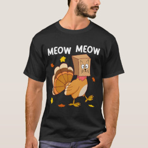 T-shirt Thanksgiving Turquie Chat Meow Drôle Hommes Femmes