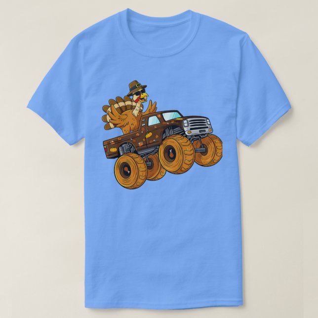 T-shirt Thanksgiving Turquie équitation Monster Truck Boys (Design devant)