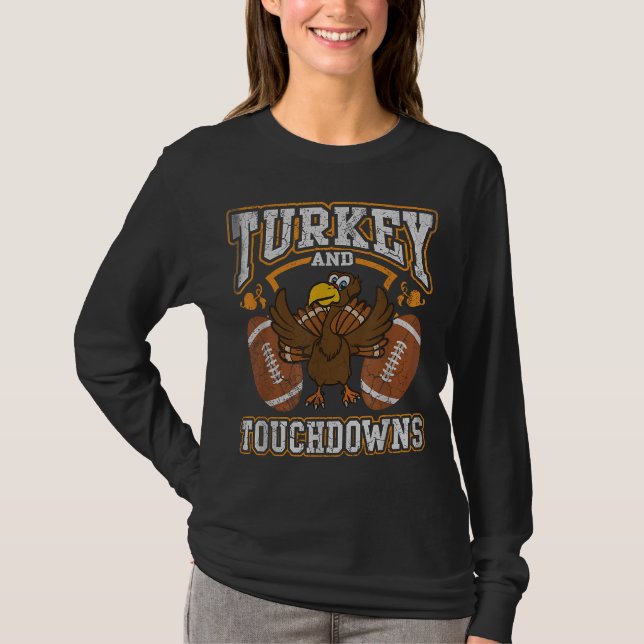 T-shirt Thanksgiving Turquie Et Touchdowns Football Hommes (Devant)
