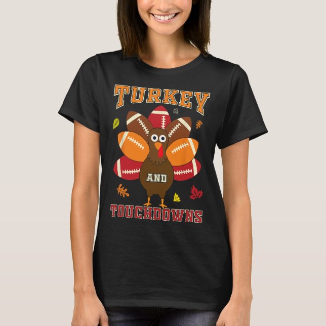 T-shirt Thanksgiving Turquie Et Touchdowns Football Hommes (Devant)