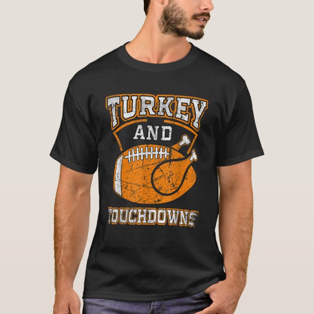 T-shirt Thanksgiving Turquie Et Touchdowns Football Hommes (Devant)