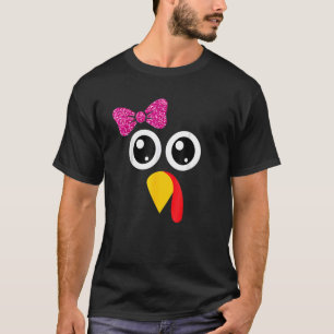 T-shirt Thanksgiving Turquie face mignonne Bow Girls roses