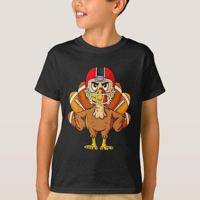 T-shirt Thanksgiving Turquie Football Joueur Amusants garç (Devant)