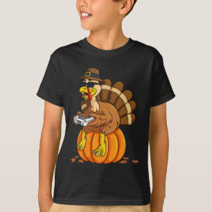 T-shirt Thanksgiving Turquie Joueur Citrouille Garçons Enf