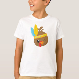 T-shirt Thanksgiving Turquie, Turquie Brown, Plumes