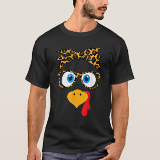 T-shirt Thanksgiving Turquie Visage Empreinte de léopard l