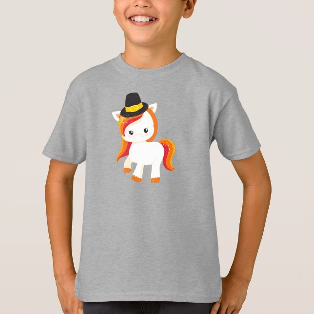 T-shirt Thanksgiving Unicorn, Cute Unicorn, Casquette pèle (Devant)