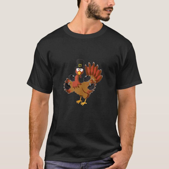 T-shirt Thanksgiving Weightlifting Mom Dad  Workout Turkey (Devant)