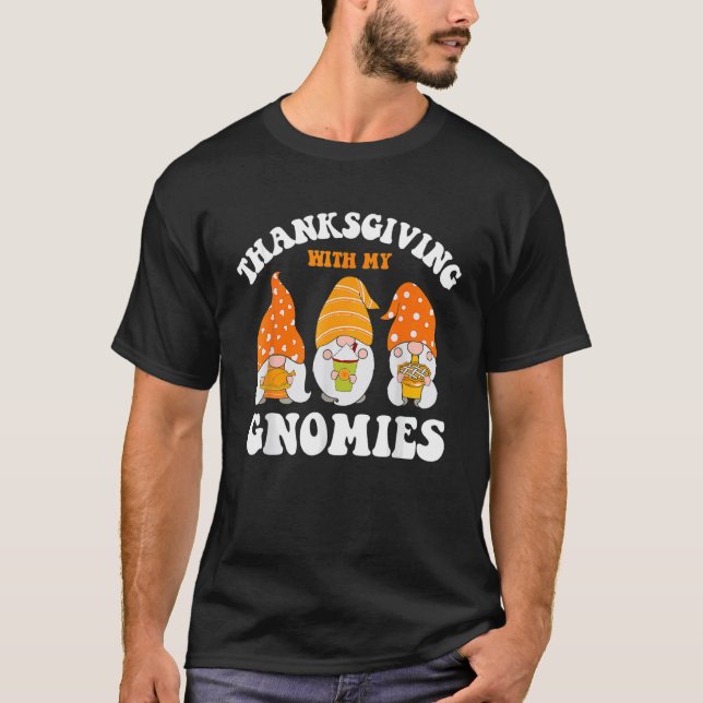 T-shirt Thanksgiving Whit My Gnomies Cute Fall Gnomes Boy  (Devant)