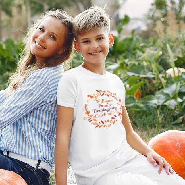 T-shirt Thanksgiving Wreath Custom Family Reunion Kids (Créateur téléchargé)
