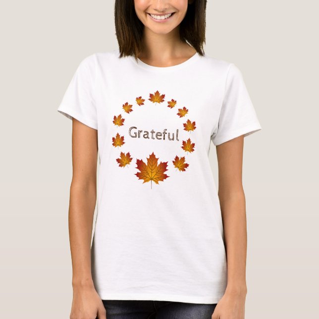T-shirt Thanksgiving Wreath Grateful Simple Feuilles d'éra (Devant)