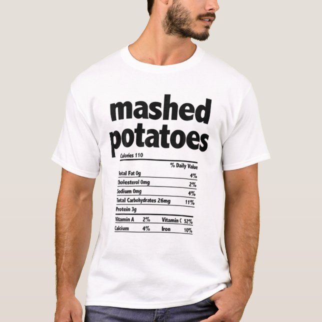 T-shirt Thanksgiving Xmas Costume Nutrition Fiches Mashed  (Devant)
