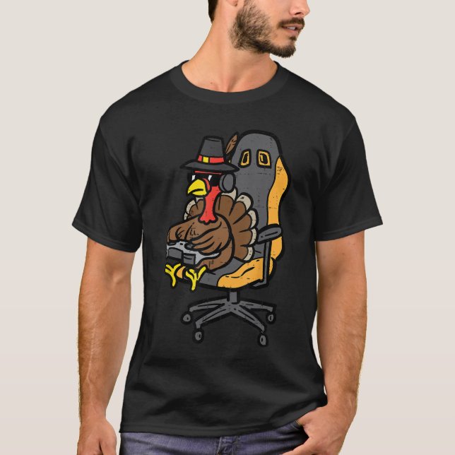 T-shirt Thanksgivingurkey Gaming Gamer Men Boys een Youth  (Devant)