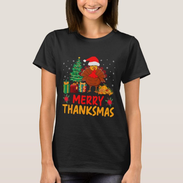 T-shirt Thanksmas Noël Thanksgiving Turquie Père Noël (Devant)