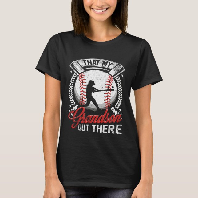 T-shirt That's My Grandson Out There Baseball Grandma Moth (Devant)
