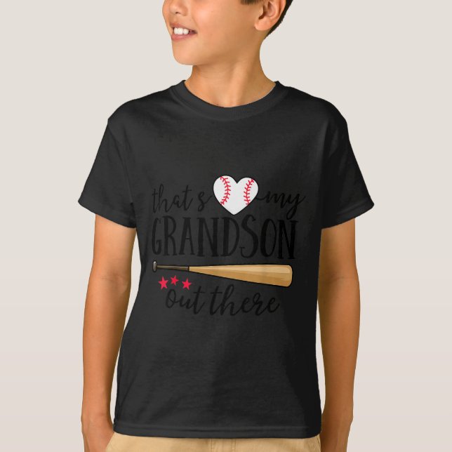 T-shirt That's My Grandson Out There Baseball Grandma Squa (Devant)