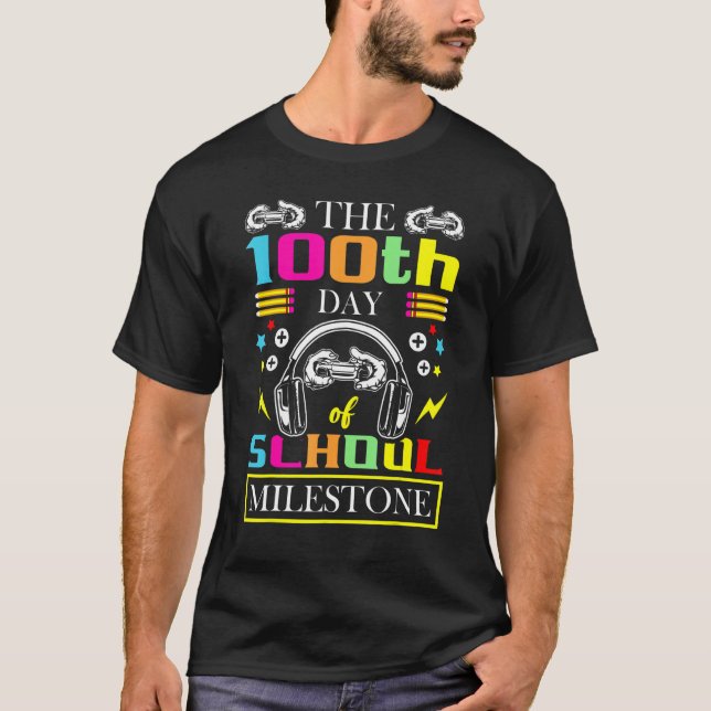T-shirt The 100th Day Of School Milestone Game Player Kid  (Devant)