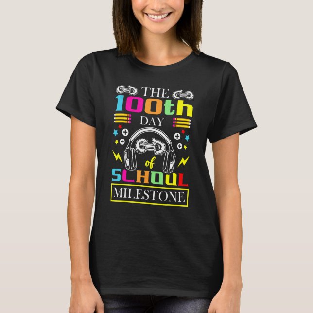 T-shirt The 100th Day Of School Milestone Game Player Kid  (Devant)