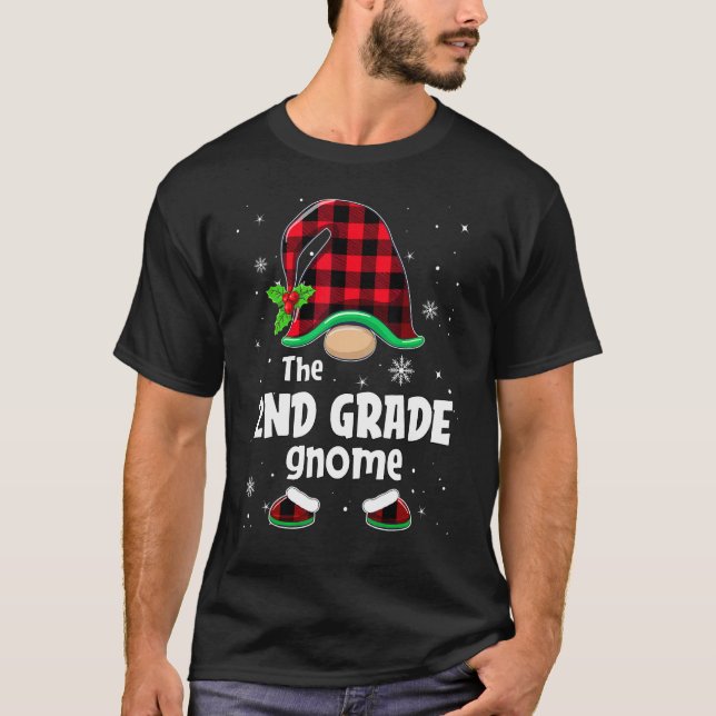 T-shirt The 2nd Grade Gnome Buffalo Plaid Christmas Matchi (Devant)