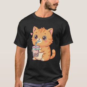 T-shirt Thé à bulles de chat mignon Kawaii Anime Chats Amo