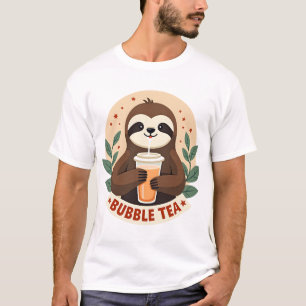 T-shirt Thé à bulles de paresseux vintage Mignon art d'ani