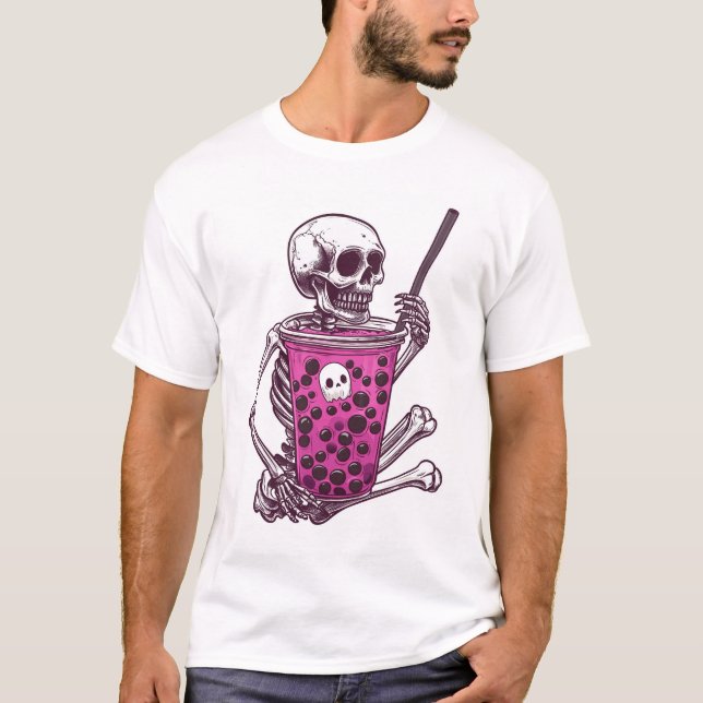 T-shirt Thé à bulles squelette (Devant)