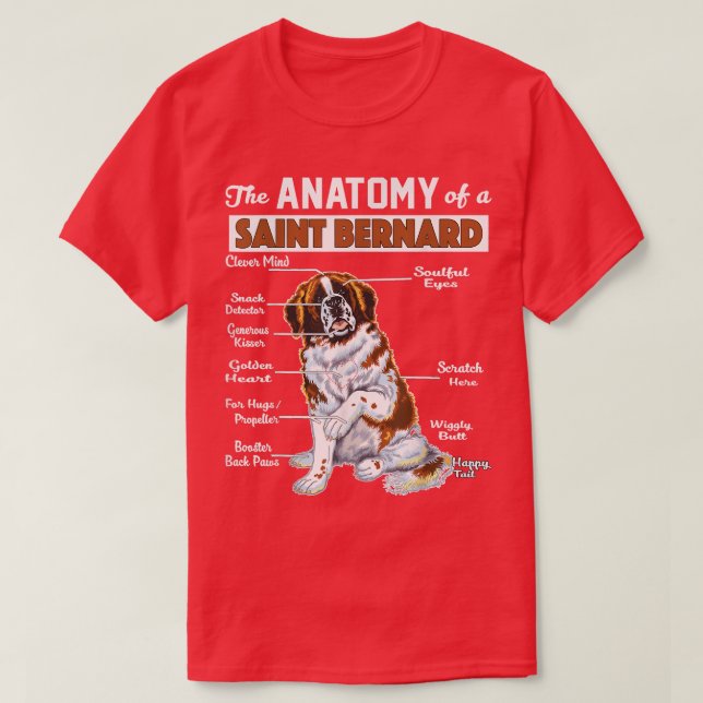 T-shirt The Anatomy of a Saint Bernard Funny  (Design devant)