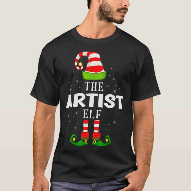 T-shirt The Artist Elf Christmas Pjs Matching Pajama  (Devant)