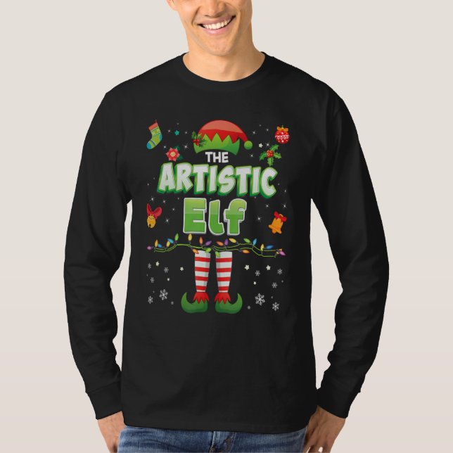 T-shirt The Artistic Elf Matching Family Merry Christmas S (Devant)