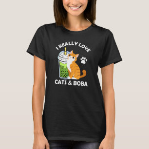 T-shirt Thé au lait de Boba J'aime vraiment les chats et l